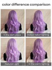 1 件彩色合成假发，中分无刘海，长卷发，适合派对/角色扮演，适合日常佩戴 - 薰衣草紫 - 查看 4