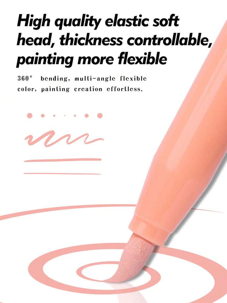 1pc Acrylic Marker Pen With Soft Tip, 12 Colors, Opaque, Ideal For Students, Multi Options, DIY Artwork, High Quality Art Supplies For Artists - Acrylic Marker - View 4