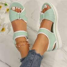 Women's High Heel Sandals - Casual Summer Outdoor Wedges With Adjustable Platform For Comfortable Travel & Leisure - 綠色 - 查看 5