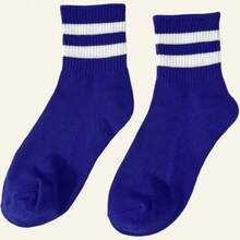 5prs/Gói Tất thể thao dài đến bắp chân 2 sọc, màu trơn dành cho nam - Nhiều màu - Xem 3