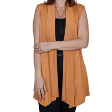 Women's Maxi Viscolycra Stretched Vest Elegant Tailoring Third Piece - Camel - View 3