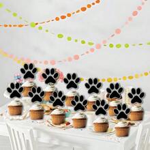 12pcs Festive Paw Print Cupcake Toppers - Size - View 2