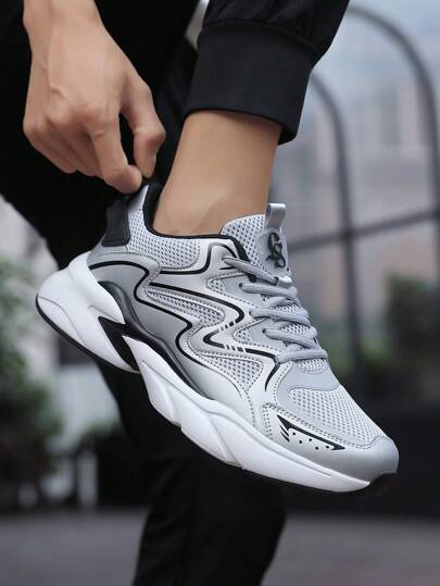 Casual sneakers för män, plusstorlek låga skor med gummisula i nät, retro grova sneakers, andningsbara träningsskor, lämpliga för tonåringar, sommar, casual eller utomhus, atletisk eller semester, resor eller examenspresenter eller födelsedagsklänningsaccessoarer, gym 2000-talsstil, alla hjärtans dag-idéer