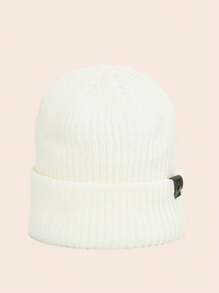 1 Peça Touca de Tricô Estilo Y2K Simples Unissex com Fivela de Couro, Quente e Respirável, Adequada para Atividades ao Ar Livre no Outono e Inverno