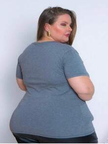 Plus Size Women's Blouse Malu - Women's Plus T-Shirt - Xám - Xem 2