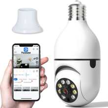 Câmera Lâmpada Ip Externa 100% Prova D'água Wifi Hd Camara Panorâmica Smart Infravermelho Visão Noturna Microfone Alarme Segurança Residencial - Branco - Visão 6