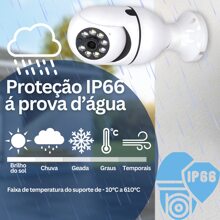 Câmera Lâmpada Ip Externa 100% Prova D'água Wifi Hd Camara Panorâmica Smart Infravermelho Visão Noturna Microfone Alarme Segurança Residencial - Branco - Visão 5