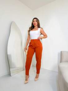 Slouchy Tailleur Mode Social Tailoring Pants - Terracotta - View 4