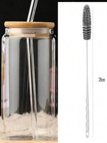 1pc 400ml/550ml Simple Transparent Cylindrical Large-Capacity Straw Glass With Lid, Hotel Restaurant Lemonade Milk Tea Cola Drink Cup, Office Home Daily Life Multi-Purpose Drinking Cup - Multicolor - View 3