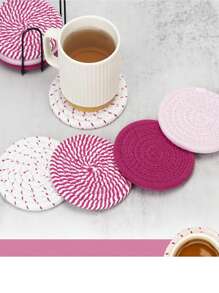 4 Stücke/Set zufällige Farben rosa süße Untersetzer für Getränke, saugfähiges Set, Untersetzer für Kaffeetisch, Untersetzer für Schreibtisch, Haushaltsgegenstände für neues Zuhause