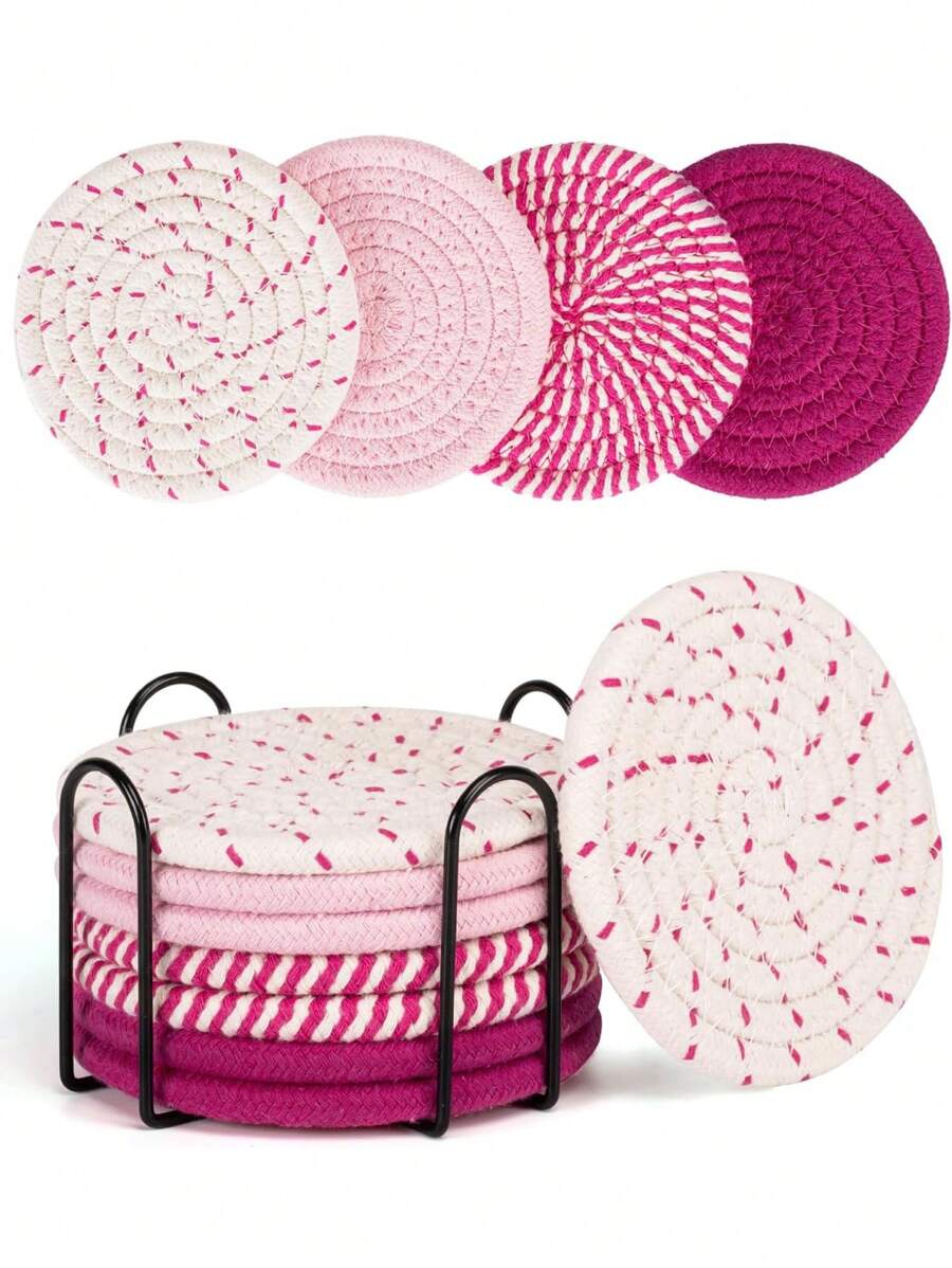 4 Stücke/Set zufällige Farben rosa süße Untersetzer für Getränke, saugfähiges Set, Untersetzer für Kaffeetisch, Untersetzer für Schreibtisch, Haushaltsgegenstände für neues Zuhause