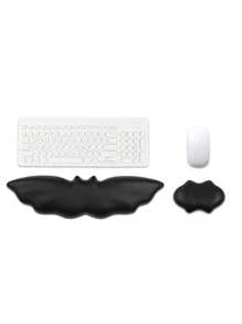 1 Set Bat-Shaped PU Leather Keyboard Wrist Rest And Mouse Wrist Pad With Anti-Slip Silicone Bottom, Soft And Comfortable, Hand Support To Relieve Fatigue, Suitable For Office Desktop Computer/Laptop Workstation, Luxury Wrist Rest