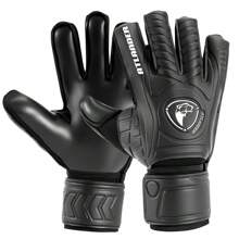 ATLANDER 1 Pair Latex Football Goalkeeper Gloves Fingersave Adults Youth Thickened Football Comfortable Breathable Durable Anti-Slip Professional Finger Protection Save Guard Match Training Wrist Strap Goalkeeper Soccer Outdoor Sports Men Women Goalkeeper Goalie Gloves Black