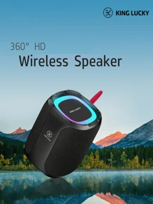 Loa Bluetooth Kinglucky K50 có âm thanh HD, Không dây di động, Chống nước IPX7, Ghép nốiTWS, BT5.0, Dành cho Gia đình/Bữa tiệc/Ngoài trời/Bãi biển, Tiện ích điện tử, Quà tặng sinh nhật (Đen), Hỗ trợ Không dây/Đĩa U/TF/AUX. - màu đen - Xem 5