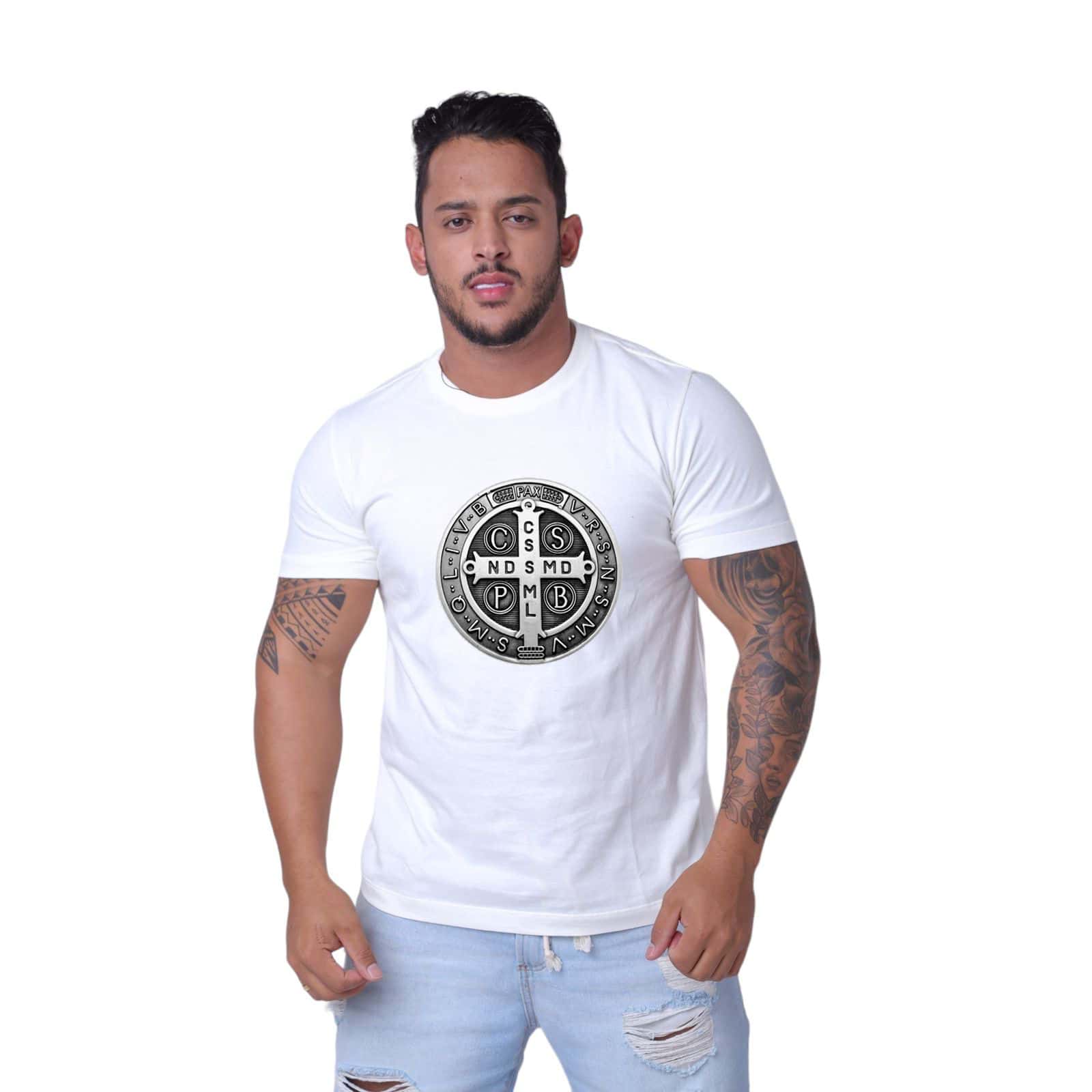 Men's T-Shirt The Holy Cross Premium Mesh Great Quality! - 白色 - 查看 1