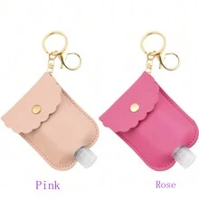 Portable Hand Sanitizer Bottle Mini Hand Sanitizer Bulk Holder Portable Squeeze Bottles With Leather Case Keychain - Multicolor - View 3