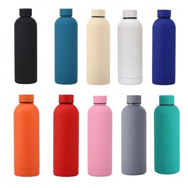 1pc 500ml/16.9oz Stainless Steel Double Wall Vacuum Insulated Sports Water Bottle, Suitable For Hiking, Cycling, Yoga & Fitness, Great For Students And Women, Ideal Back To School Gift Back To School