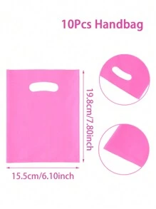 10 件纯色塑料手提袋，带手柄，礼品袋，礼品包装袋，生日派对婚礼节日派对用品，派对礼品，派对装饰品，圣诞节 - 彩色 - 查看 12