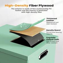 File Organizer Box,Filing Box With Lid,File Box For Letter/Legal File Folder Storage, Portable Hanging File Box For Office/Decor/Home,1 Pack,Black-Box Only - Mint-green(Leather) - View 3