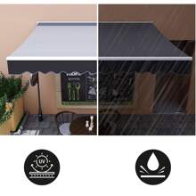 200/300 X 250cm Manual Articulated Arm Awning, Articulated Awning, Including Wall Bracket, Hand Crank, Water-Repellent Aluminum/Polyester, For Outdoor Terrace Balcony, Anthracite - 灰色 - 查看 2
