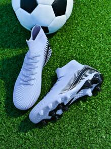 男士足球鞋，青少年成人学生队 AG 可拆卸钉鞋运动训练系带鞋，轻质 TPU 防滑专业比赛鞋，适用于天然草地，足球鞋，足球钉鞋 - 紫色 - 查看 6