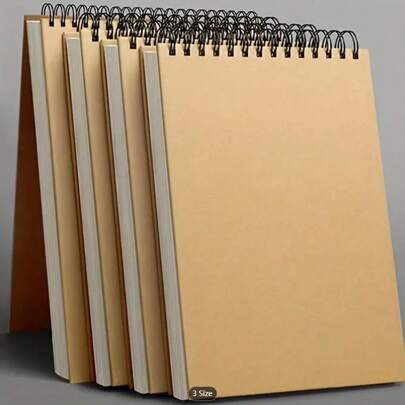 1set Vintage Kraft Paper Spiral Scroll Drawing Book Watercolor Paper/ Day/Christmas Gift Easter Gift,Drawing Book,Sketch Book,Water Color,Watercolour Paper,Christmas Colouring Book,Colour Book,Drawing Book>Paper,Kids Drawing Paper,Graffiti Book,Back To School