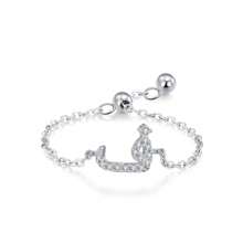 1pc Elegant 925 Sterling Silver Arabic Alphabet Chain Adjustable Ring For Women Wedding Birthday Mother Days Day Gift