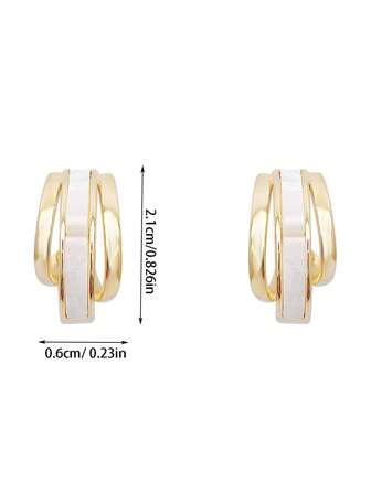 Set de 2 piezas/4 piezas de pendientes con diseño de lujo elegante con incrustaciones en forma de C