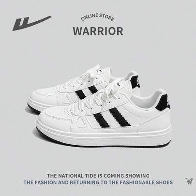 WARRIOR 女士户外休闲系带运动鞋低帮厚底舒适运动鞋耐磨适合所有季节