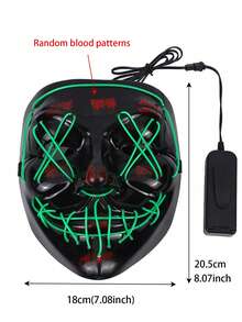 Halloween Party Mask, Glow-In-The-Dark Scary Face Design Party Mask, For Costume Role Play, Battery Not Included (Requires AAA Batteries) - Multicolor - View 12