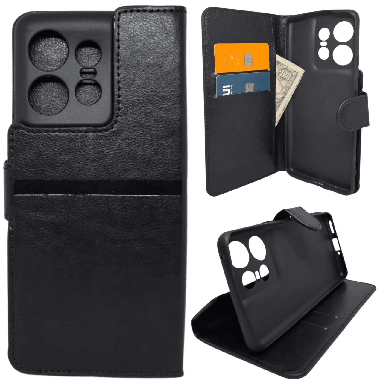 Wallet Case Compatible With Moto Edge 50 Pro 5G - 黑色 - 查看 1