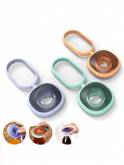 1pc Silicone Easy Can Opener, Bottle Opener, 3-In-1 Jar Lid Remover, Hand Press Silicone Creative Beer/Wine/Beverage Bottle Opener