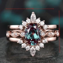 3pcs Luxury European And  Fashion Rhinestone Rings, Wedding Engagement Party Ring Set - Rose Gold - View 2