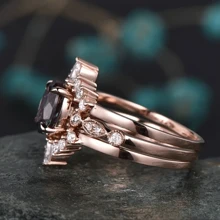 3pcs Luxury European And  Fashion Rhinestone Rings, Wedding Engagement Party Ring Set - Rose Gold - View 4