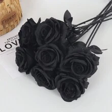 1 cái/6 cái Hoa hồng satin nhân tạo dùng trang trí nhà cửa, đám cưới, tiệc tùng, Halloween, phong cách Gothic - Đỏ - Xem 1