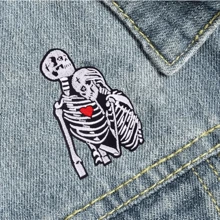 永远相爱情侣骷髅红心嬉皮朋克摇滚卡通户外探险贴纸缝制徽章DIY服装配饰刺绣缝纫熨烫贴片，衣服装饰贴纸徽章，服装、鞋子、包包配饰贴片情人节夏季学校