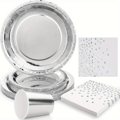 10pcs/20pcs Silver Party Supplies Silver Dessert Paper Plates Ideal For Birthday Party Retirement Gender Reveal Anniversary Graduation Holiday Disco Decorations Disposable Dinner And Dessert Plates, Christmas Party Christmas Decor Christmas Decorations Christmas Gifts And, Halloween Party Halloween Decor Halloween Decorations Halloween Gifts,