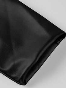 Risissida Women's Fall/Winter Street Wear Faux Leather Cropped Biker Jacket - Asymmetric Zip, Adjustable Belt For Edgy Urban Street Commuting Spring White - Black - View 11