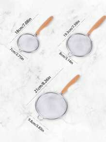 1pc Stainless Steel Slotted Spoon With Wooden Handle, Household Kitchen Strainer Mesh Skimmer Net Ladle For Hot Pot, Frying, Tea Filtration - Multicolor - View 2