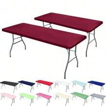 “耐用”室内美观可拉伸矩形桌布 - 非常适合折叠桌、室内外使用、野餐、派对和露营圆桌桌布矩形桌布(有多种颜色和尺寸可供选择) - 彩色 - 查看 28