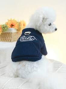 1 件宠物服装，可爱刺绣时尚迷你夹克，适合小型犬和猫，秋冬，海军蓝 - 藏蓝色 - 查看 6