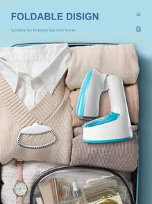 Reemix Steamer For Clothes, Folding Handheld Design Garment Wrinkles Remover, 20g/Min Strong Penetrating Steam, 25-Sec Fast Heat-Up, For Home, Office And Travel (Aqua)