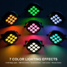 9*4W Stage Par Light RGBW LED With Remote Controller DMX512 Sound Control Mini Portable For Home Carnival Party Musical Show Wedding Concert Bar Disco KTV DJ - 2個 - 查看 3
