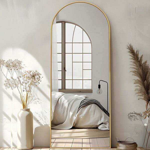 Antok Full Length Mirror, 58"X18" Floor Mirror, Arch Floor Standing Mirror Freestanding Arch Full Body Mirror With Stand For Bedroom, Hanging Mounted Mirror For Living Room Cloakroom