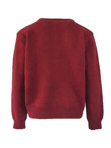 Áo len cardigan cài nút nơ Kawaii, Xuân Thu, Áo dài tay - Đỏ - Xem 2