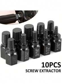 10pcs Screw Extractor Set, Alloy Steel Damaged Screw Remover, Metal Easy-Out Drill Bits, Broken Bolt & Stud Extractor, Multi-Spline Screw Extractor Kit, Suitable For Bolts, Screws, Pipes