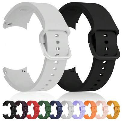 1pc 20MM New Original Silicone Band Compatible With Galaxy Watch 4 Classic 42mm 46mm Galaxy Watch 5 Pro 45mm 5/6/7 40mm 44mm 46mm 42mm Replacement Wristbands Bracelet Men's Ladies Replacement Strap