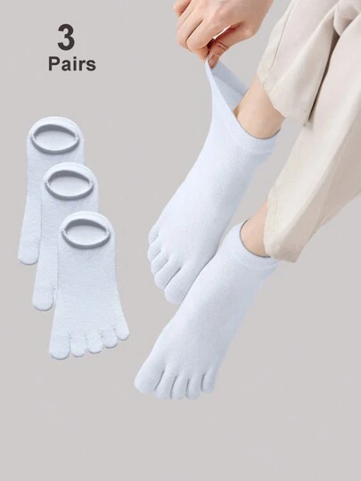 3 双加大码女式纯色露趾短袜，适合秋季日常休闲或运动穿着