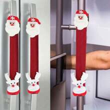 1/2 piezas Cubierta navideña para manija de refrigerador, Cubierta personalizada de moda para manija de horno, Decoración navideña para refrigerador - Multicolor - Ver 1