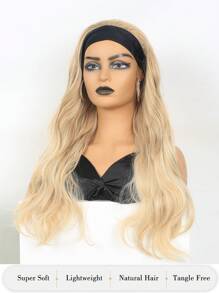 合成头带假发 挑染假发 渐变蜂蜜金色假发 波浪卷发 长卷发假发 26 英寸金色无胶假发 派对日常假发 - 漸變金色 - 查看 3